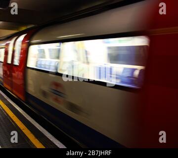London Underground at the time of the coronavirus the means of transport is empty or almost in uk Stock Photo