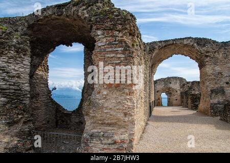 The Caves of Catull in Sirmione on Lake Garda Stock Photo