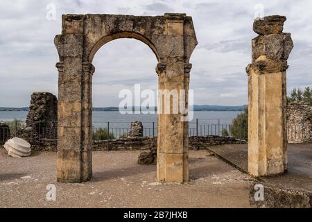 The Caves of Catull in Sirmione on Lake Garda Stock Photo