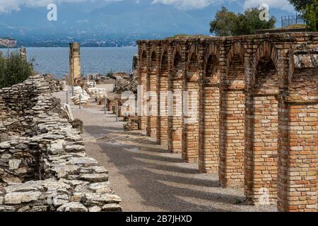 The Caves of Catull in Sirmione on Lake Garda Stock Photo