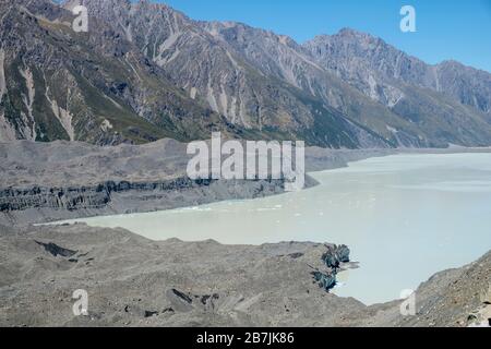 Tasman Lake and Glacier, Aoraki/Mount Cook National Park, South Island, New Zealand Stock Photo