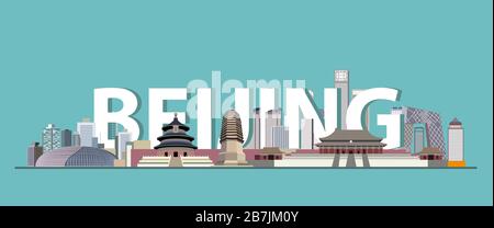 Beijing cityscape colorful poster. Vector illustration Stock Vector