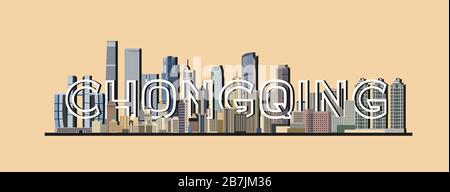 Chongqing cityscape colorful poster. Vector illustration Stock Vector