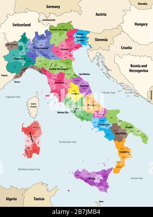 Emilia Romagna Map Division By Provinces And Municipalities Closed And Perfectly Editable