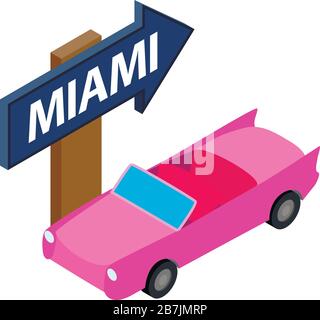 Miami travel icon, isometric style Stock Vector