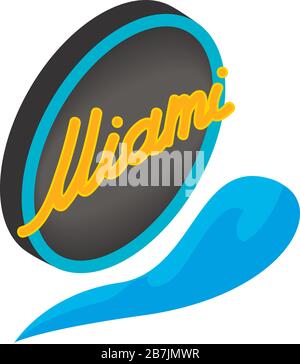Glowing miami icon, isometric style Stock Vector