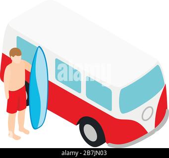 Surf trip icon, isometric style Stock Vector