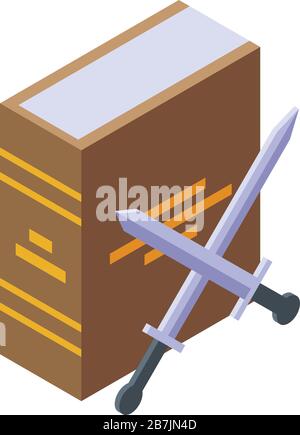 History battle book icon, isometric style Stock Vector