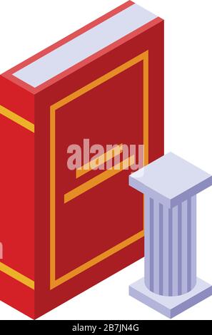 School history book icon, isometric style Stock Vector