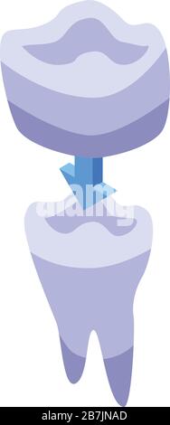 Ceramic tooth crown icon, isometric style Stock Vector