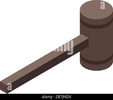 Wood hammer icon, isometric style Stock Vector