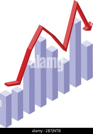 Regression icon, isometric style Stock Vector