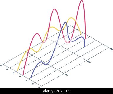 Trouble regression chart icon, isometric style Stock Vector