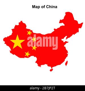 Map of China with regions and cities. Colorful graphic illustration with map of China. Chinese map with regions. Map with abstract grey colors. Stock Photo