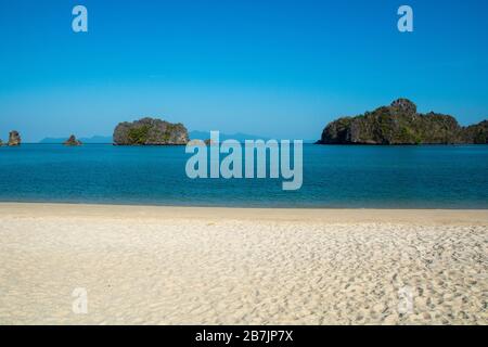 The Tanjung Rhu Beach on Langkawi in Malaysia Stock Photo