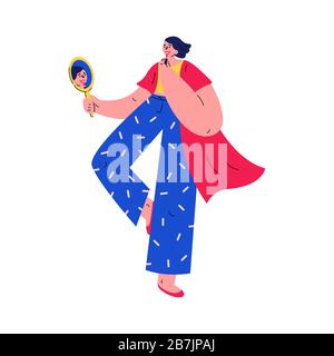 Girl standing in tree pose yoga position Stock Vector