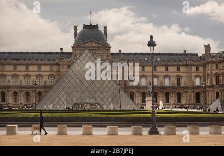 Louvre Museum in Napoleon courtyard Paris France Stock Photo