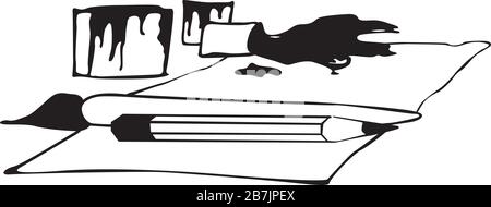 sheet of paint and pencil paper Stock Vector