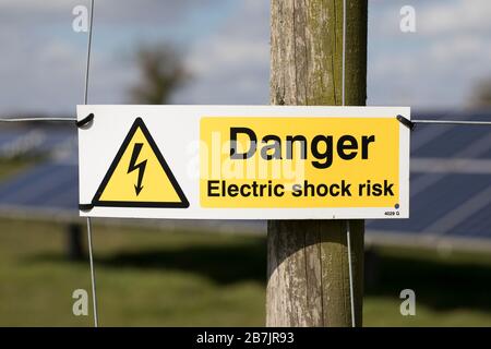 Danger Sign - Electric Shock Risk Stock Photo