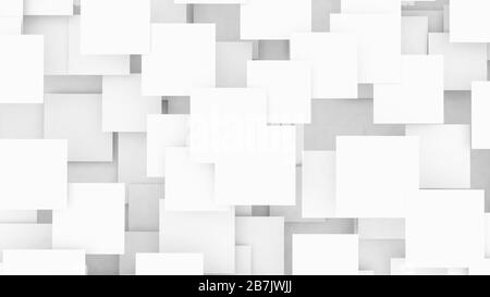 Overlapping blank white squares background 3d illustration Stock Photo