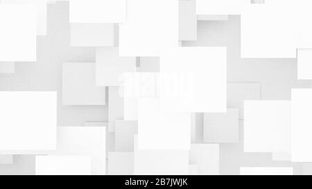 Overlapping blank white squares background 3d illustration Stock Photo