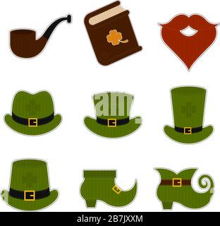 Set of irish elf accessories Stock Vector