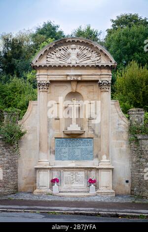 World Wars I and II Memorial in Lacock, Wiltshire, England, UK