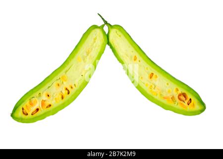 close up of balsam pear in white background Stock Photo