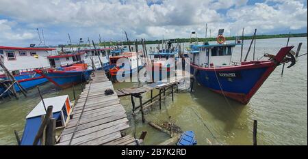 Telaga Air, Sarawak / Malaysia - March 15, 2020: The Beautiful Fishing Village of Telaga Air Stock Photo