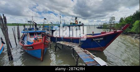 Telaga Air, Sarawak / Malaysia - March 15, 2020: The Beautiful Fishing Village of Telaga Air Stock Photo