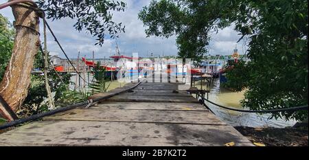 Telaga Air, Sarawak / Malaysia - March 15, 2020: The Beautiful Fishing Village of Telaga Air Stock Photo