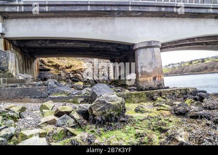 The bridge to Lettermacaward in County Donegal - Ireland. Stock Photo