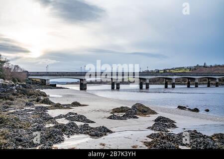 The bridge to Lettermacaward in County Donegal - Ireland. Stock Photo