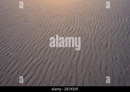 Looking Across Rippled Sand with golden light Stock Photo
