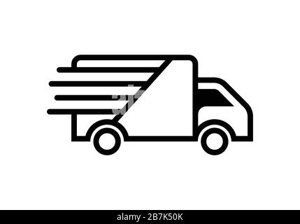 Fast moving shipping delivery truck line art vector icon for transportation  apps and websites Stock Vector