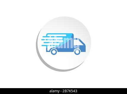 Fast moving shipping delivery truck vector icon for transportation apps and websites Stock Vector