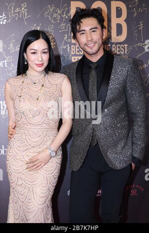 Canadian actress and restauratrice Christy Chung, left, attends a promotional event of Robb Report, a luxury magazine with husband Lunshuo Zhang in Be Stock Photo