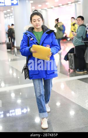 Chinese actress Liang Jie arrives at a Beijing airport after landing in ...