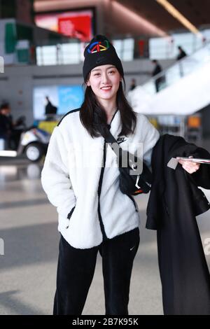 Chinese actress Yuan Bingyan shows up at a Shanghai airport before