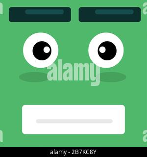 green square anxious expression vector illustration Stock Vector