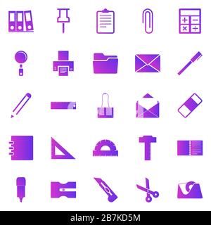 Stationary gradient icons on white background, stock vector Stock Vector