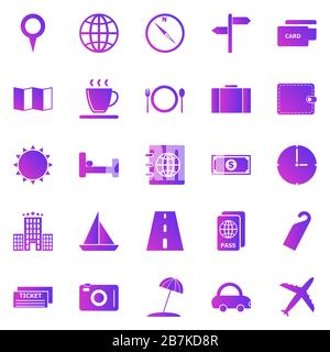 Travel gradient icons on white background, stock vector Stock Vector