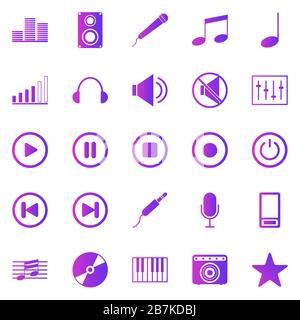 Music gradient icons on white background, stock vector Stock Vector