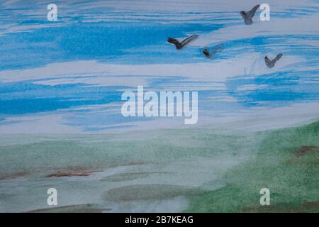 Abstract background painted with watercolor. Stock Photo