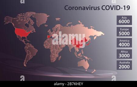 infographics World map Coronavirus COVID-19 template vector Stock Vector