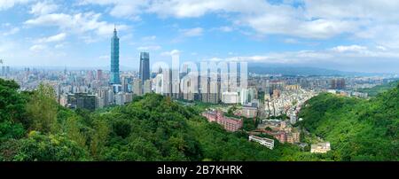 --FILE--A view from a high point to view the city center, in which the highest building is the famous Taipei 101, Taipei city, southeast China's Taiwa Stock Photo