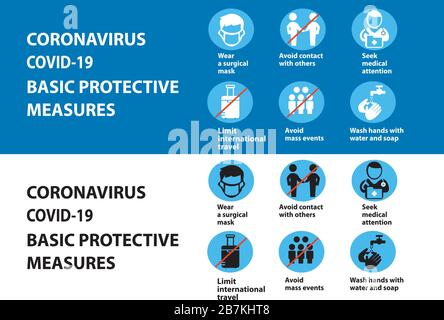 Coronavirus 2019-nCoV prevention tips, how to prevent coronavirus. Infographic elements. Stock Vector