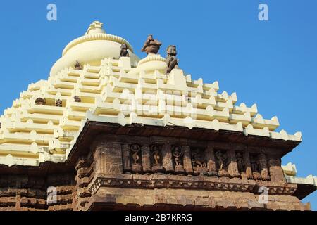 Lord Sri jagannath temple puri south gate view closeup historical famous place with blue sky and trees in day light beautiful location wallpaper trave Stock Photo