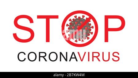 Stop coronavirus. Pandemic medical concept with dangerous cells. Isolated vector illustration on white background. Stock Vector