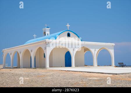 The new Ayia Thekla (Santa tecla)  church of a considerable healer of the early Christian period, St. Thekla. Ayia Napa. Cyprus Stock Photo